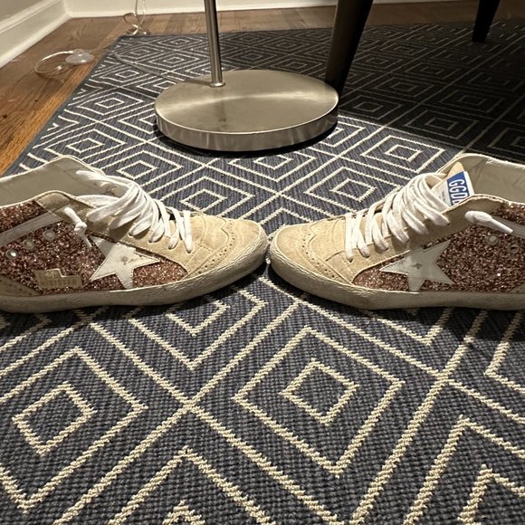 Golden Goose Mid Star Brogue Glitter Suede Sneakers - Size 38 - Picture 8 of 12